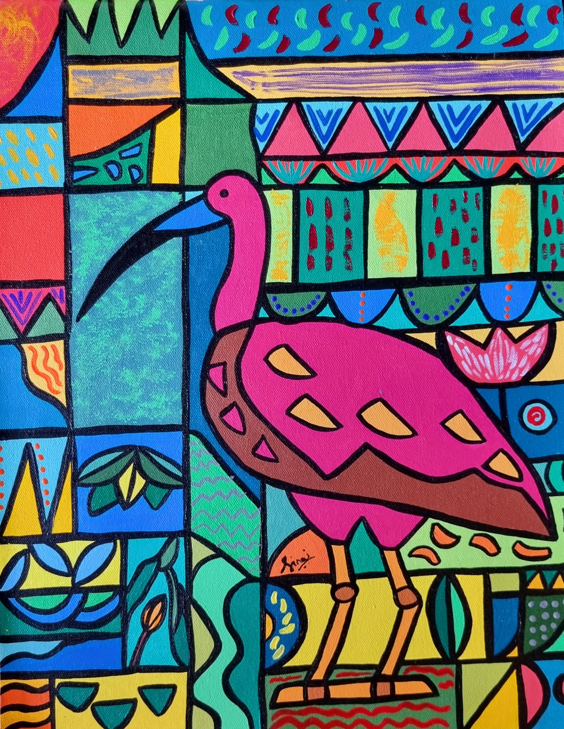 Vibrant Wanderer – Original Acrylic on Canvas Painting