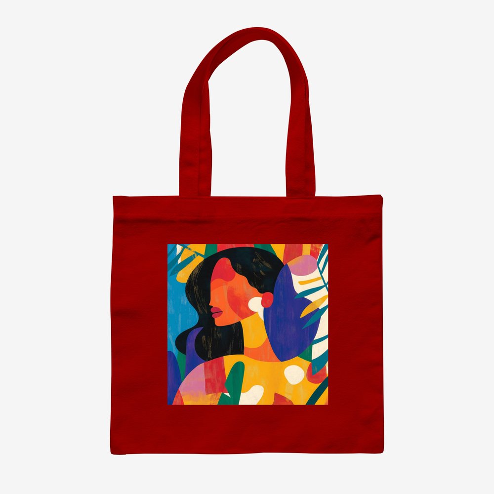 Red Canvas Tote Bag with Original Artwork